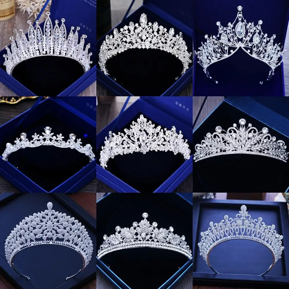 

Diverse Silver Color Gold Crystal Crowns Bride tiara Fashion Queen For Wedding Crown Headpiece Wedding Hair Jewelry Accessories
