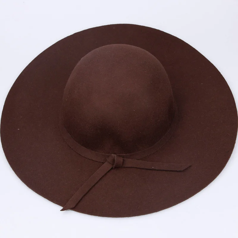 

Simple Vintage Retro Lady Wide Brim Wool Felt Hat Womens Floppy Felt Bowler Cloche Cap Dropshipping