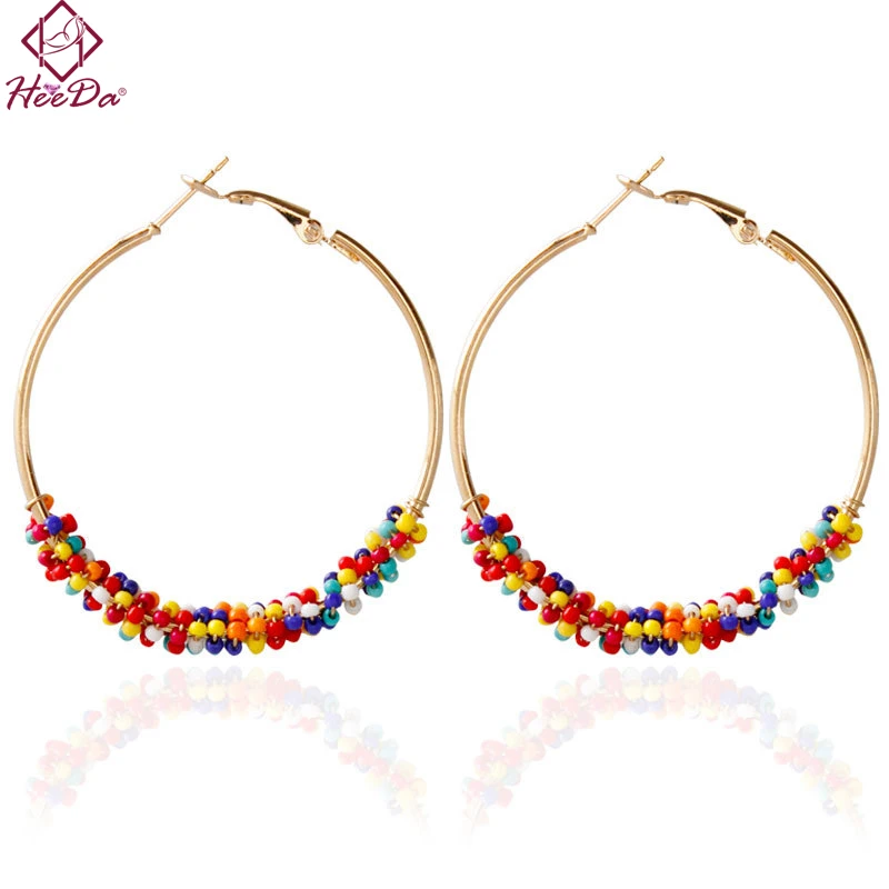 Богемные круглые серьги кольца с множеством семян модные большим названием Kpop