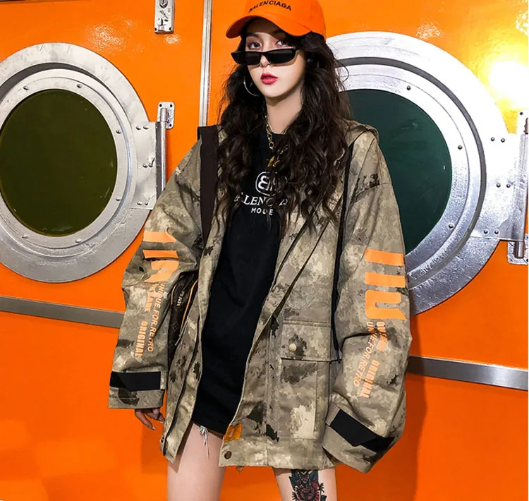 NoEnName_Null Женская куртка более размера с рукавом Осень 2019 бомбер большими