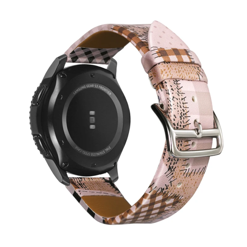 Ремешок кожаный 22 мм для Samsung galaxy watch 46 gear S3 Frontier huawei gt 2 браслет amazfit GTR 47