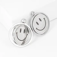 stainless steel revolving smiley charms pendant for necklace smiley street couple double face charms for jewelry making