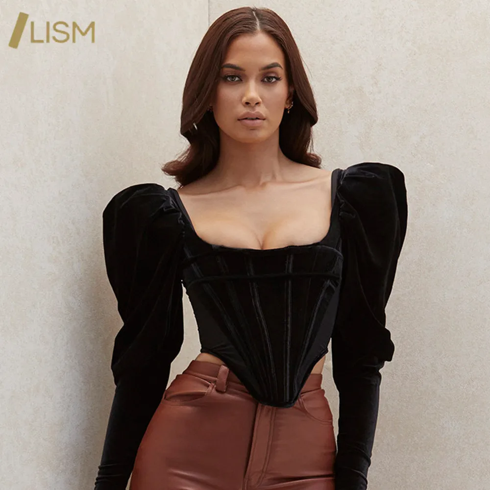 Черный корсет бюстье бархатный верх/женские модные ботинки полусапожки