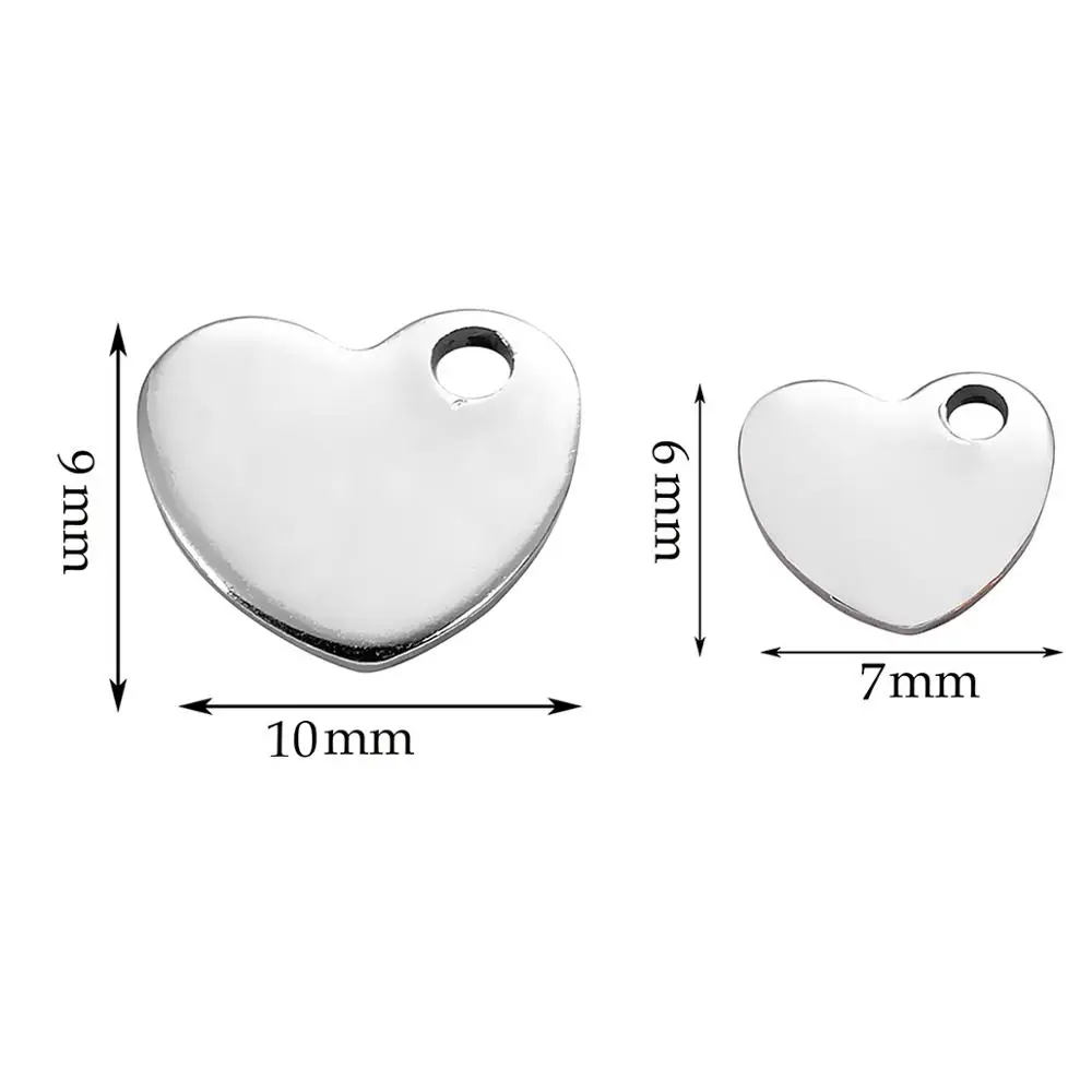 20 шт./лот Подвеска из нержавеющей стали в форме сердца для изготовления ювелирных