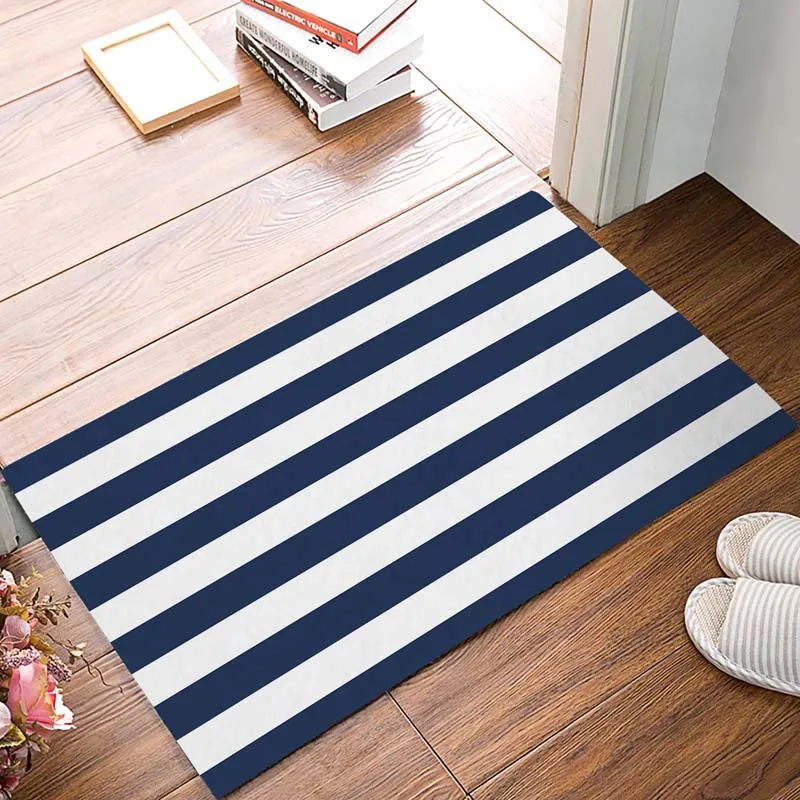 Классический элегантный серый белый полосатый резиновый дверной коврик