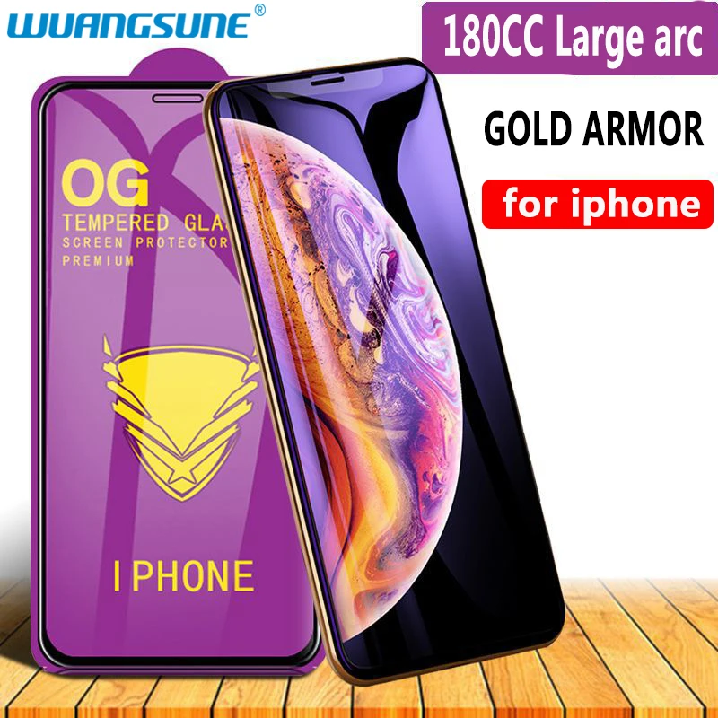 Золотое Защитное стекло для iPhone 12 mini 5 SE2020 6 6S 7 8plus закаленное X R XS 11 Pro MAX защитная