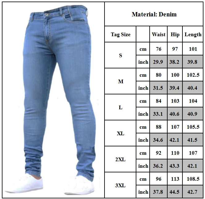 

Skinny Jeans Men High Waist Zipper Stretch Jeans Casual Denim Pants Male Plus Size Pencil Pants Men Clothing