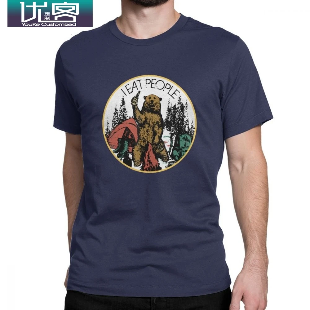 Мужская походная футболка с медведем топы круглым вырезом и короткими рукавами