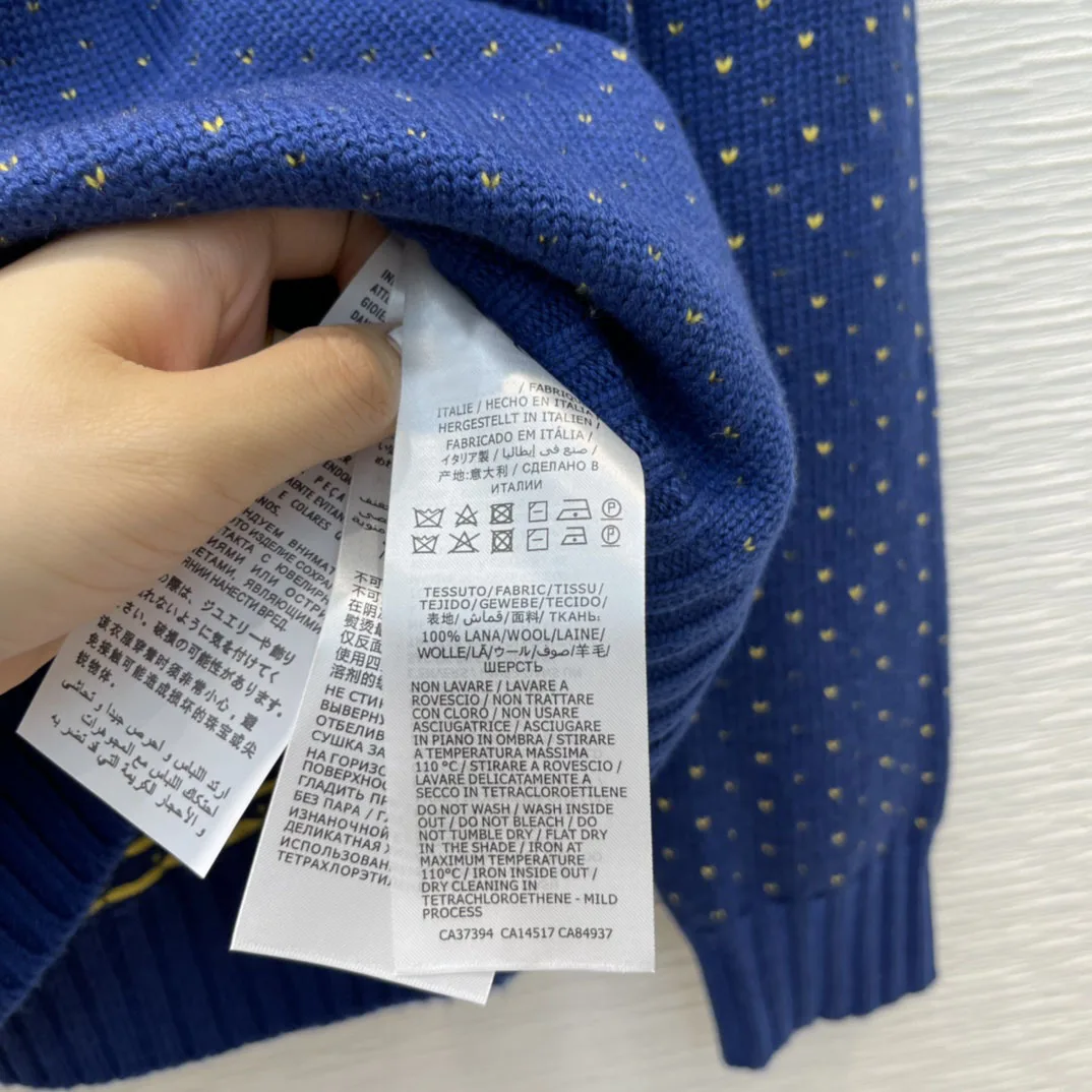

Top Quality 100% Wool Pullovers Sweaters Women Autumn 2021 High-end Brand Love Apple Jacquard Loose Blue Pullovers Sweaters Lady