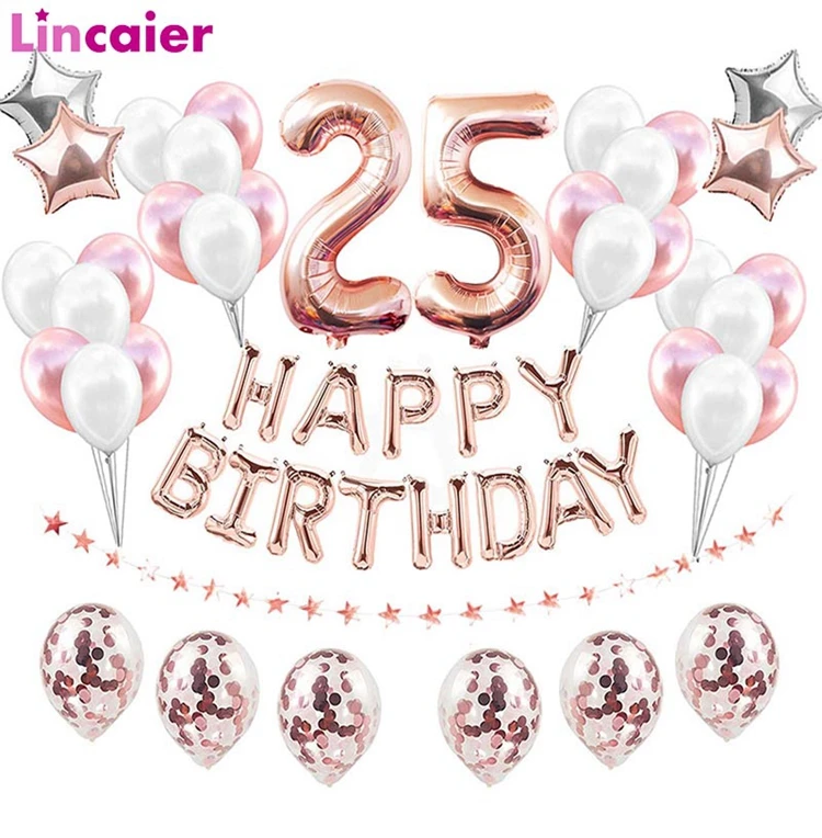 38 шт. 32 дюйма розовое золото номер 25 фольга гелиевые шары 25 день рождения украшения 25 лет 25 день рождения поставки Globos