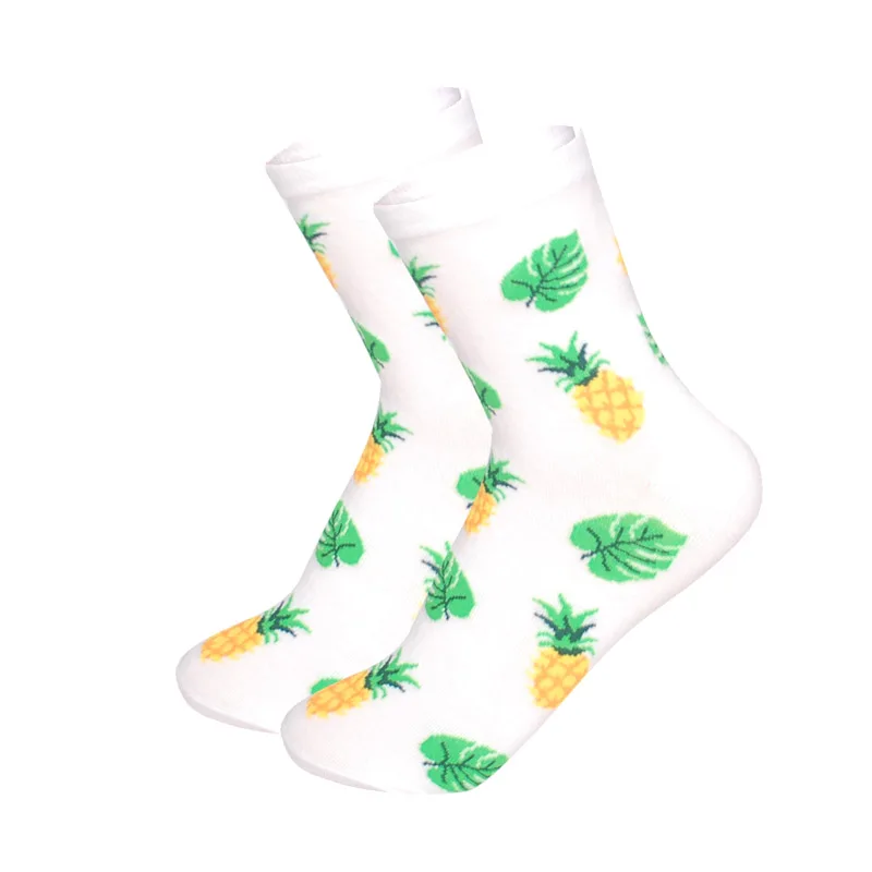 Pineapple Женские носки в японском стиле Харадзюку, счастливые фрукты, цветы, известное искусство, Живопись Ван Гога, носки по щиколотку, забавные подарки - Цвет: Pineapple