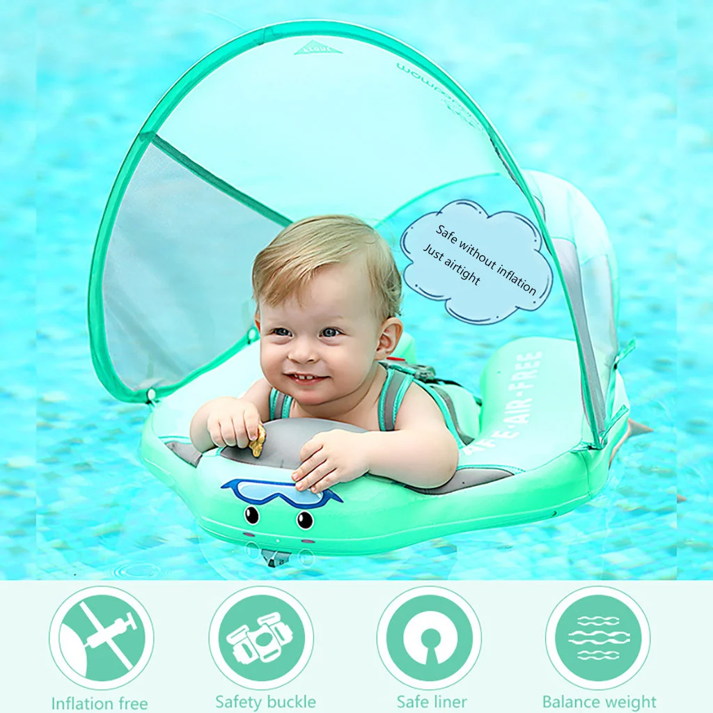 

Summer Baby Swimming Float Ring Swim Trainer Non-Inflatable Sunshade Kids Float Lying Swimming Pool Toys Pool Accessories
