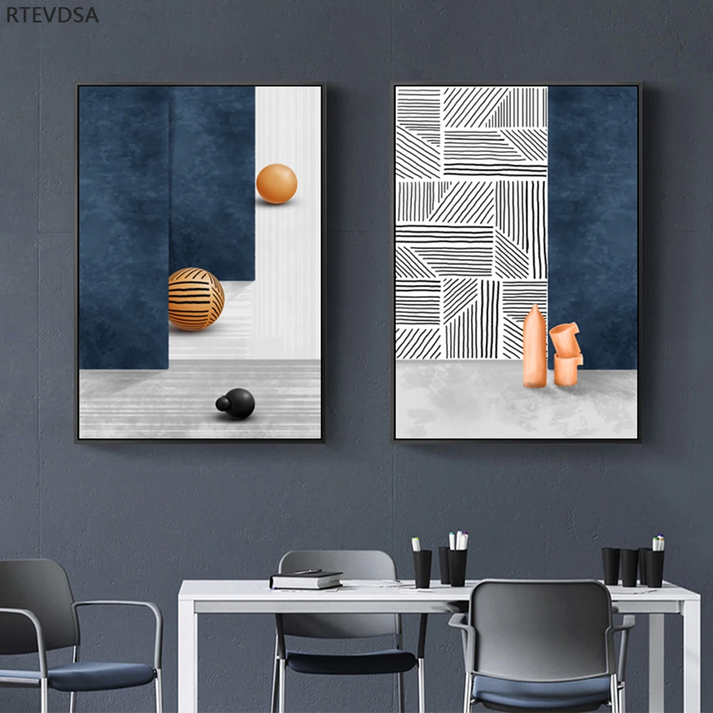 

Nordic modern oil painting home geometric graphic poster living room bedroom wall abstract art printing wall chart