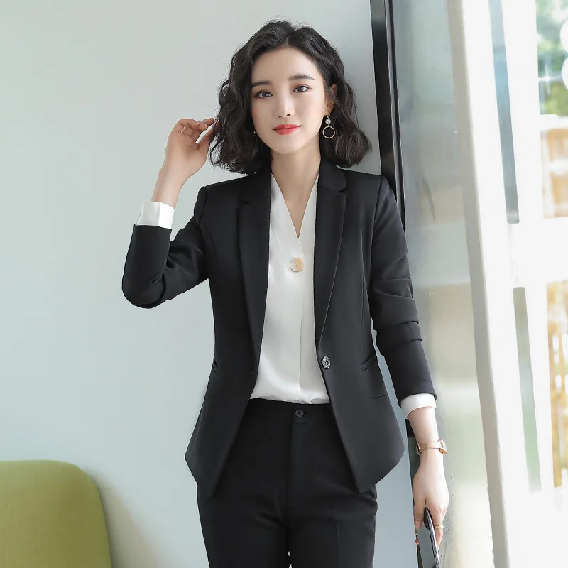 Temperament Business Office Ladies Suit 2019 Autumn New Slim Long-sleeved Black Jacket Female Joker Pants Suit Women's Suit 2022