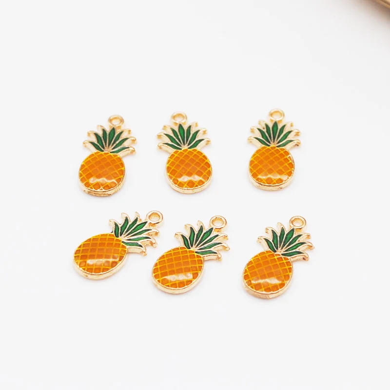 20 шт./лот Шарм Подвески в виде ананаса золотой цвет желтый и зеленый цвета эмаль