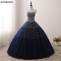 sequin quinceanera dresses 2021 ball gown navy blue 15 anos fluffy gown formal party vintage ceremony graduation long prom dress