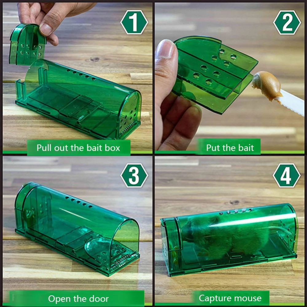 2X Пластик Мышь ловушка многоразовые для крыс клетка грызунов вредителями