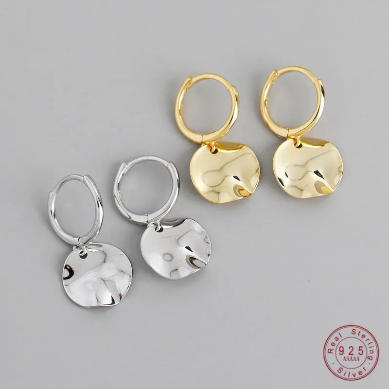 925 стерлингового серебра Круглый Геометрические серьги с кристаллами для женщин