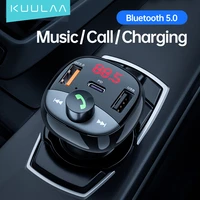 kuulaa 50w car charger fm transmitter bluetooth car audio mp3 player tf card car kit qc pd usb car fast charger for iphone 13 12