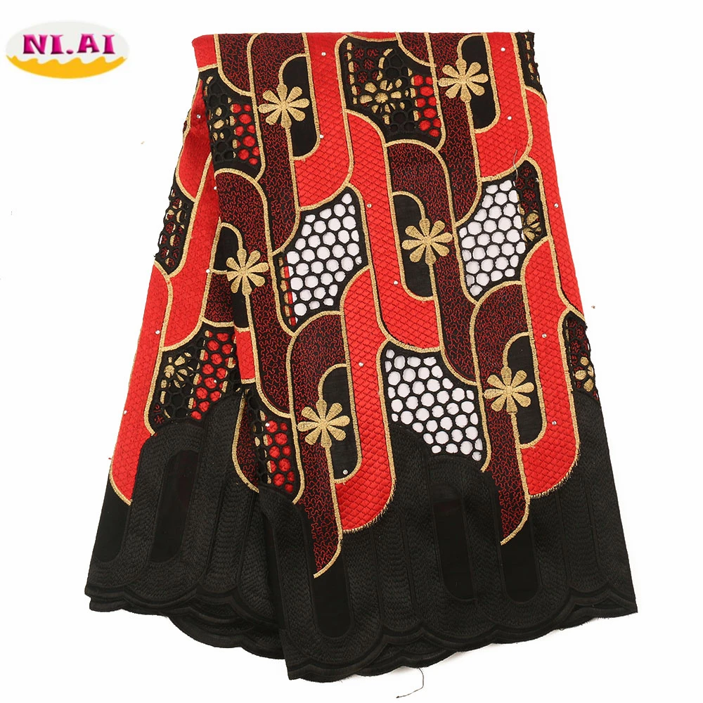 

Швейцарская кружевная ткань NIAI, хлопковая ткань с вышивкой для платья, XY3324B-4