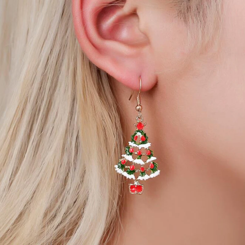 

Christmas Colorful Cartoon Jewelry Sets Santa Claus Xmas Tree Wreath Bells Boots Gifts Necklace Earrings Jewellery Set