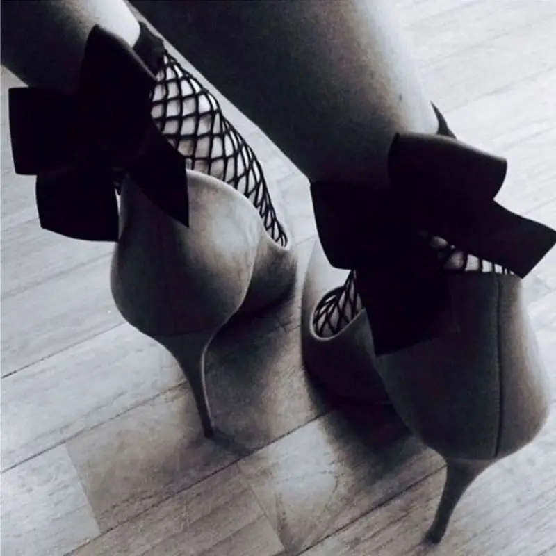 

Girls Ankle High Socks Women Fishnet Mesh Fish Net Short Socks with Bownot New Dropship