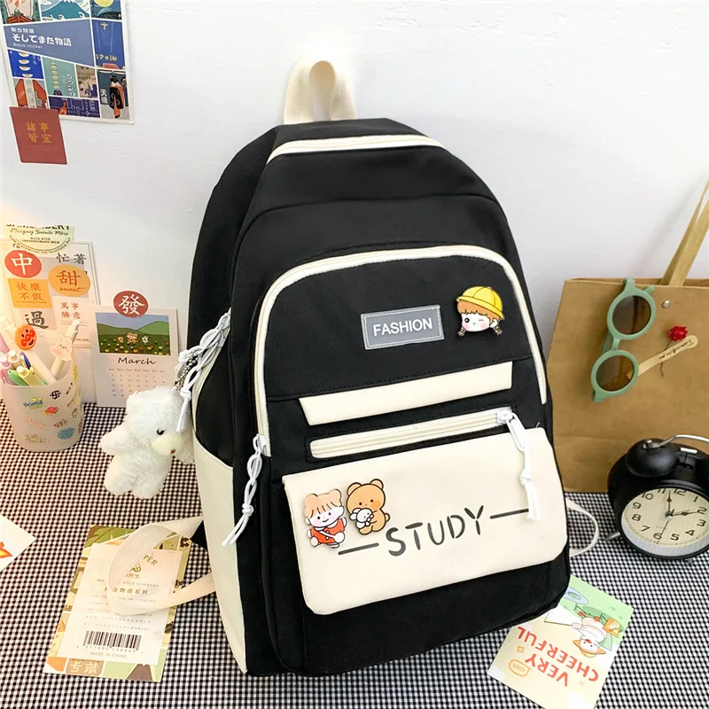 

Middle Student School Bags for Teenage Girls Cute Backpack Women Nylon Bookbag Large Capacity