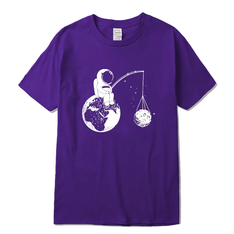 

100% cotton casual short sleeve Funny design astronaut printing men T shirt o-neck knitted comfortable fabric street men t-shirt
