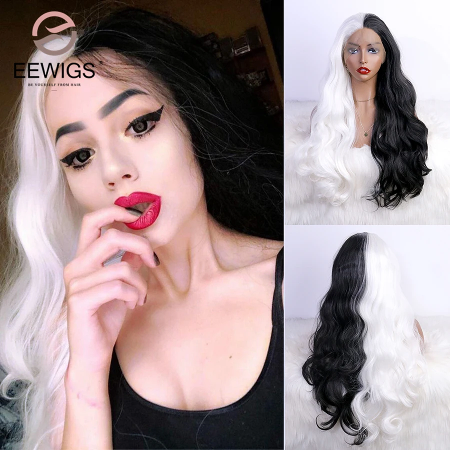 EEWIGS длинный светлый парик термостойкий синтетический фронтальный с короткими