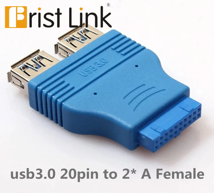 

Dual Port USB 3.0 to Motherboard Mainboard Internal 20pin Header Adapter,20-pins to 2 X USB A Female