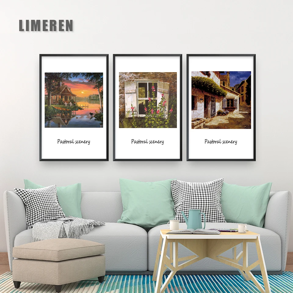 Ретро сельская улица средиземноморская абстрактная спальня искусство масляной