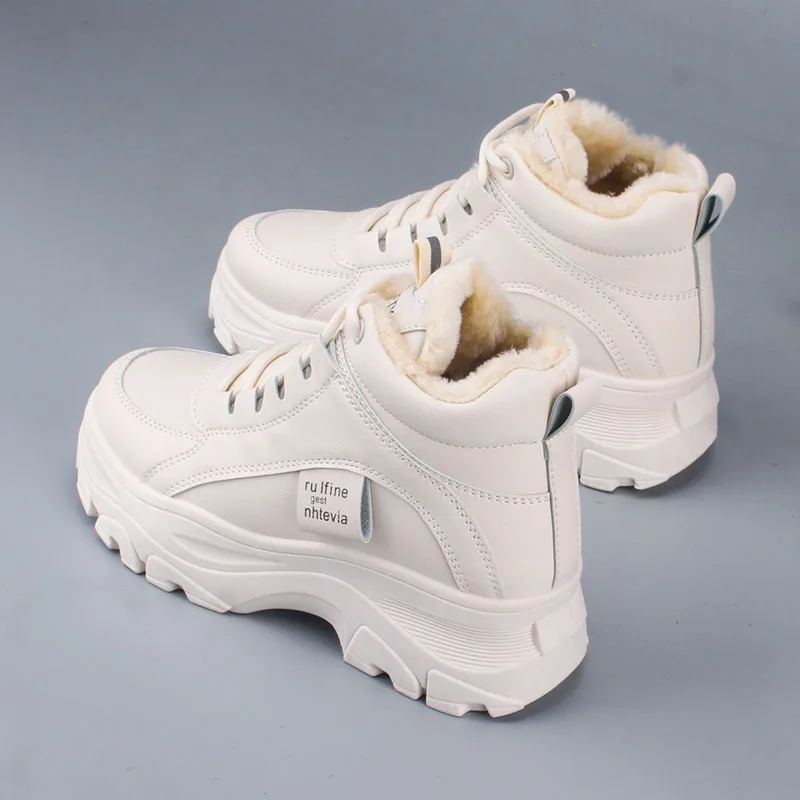 

Women's Casual Winter Sneakers with Plush Fur; Warm Women's Shoes; Women's Shoes with Lacing; Women's Shoes On