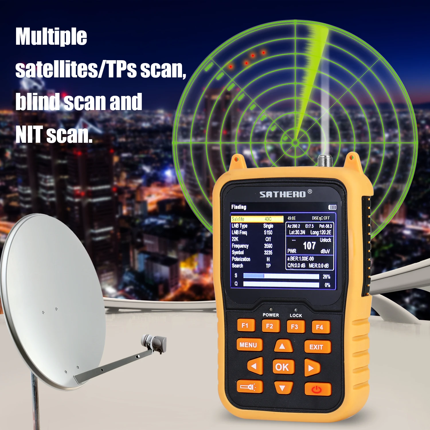 SATHERO SH-400HD 3,5 дюймовый ЖК-экран Портативный DVB-S2 цифровой спутниковый искатель сигнала Поддержка 8PSK 16APSK цифровой измеритель