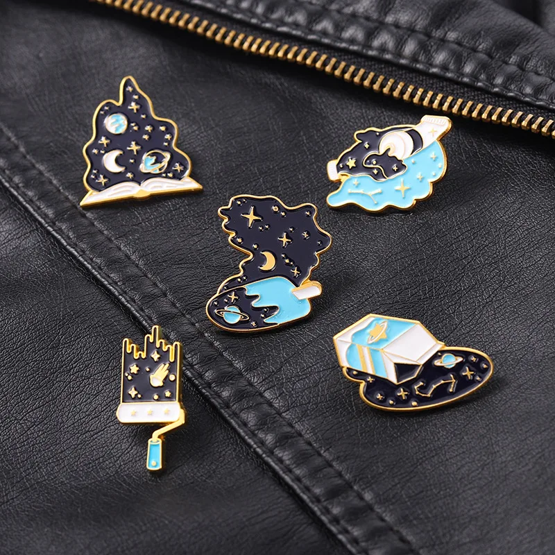 

Universe Enamel Lapel Pins Badges Women Fashion Cartoons Brooches Accessories For Clothes Metal Decorative Brooch Hijab Pins