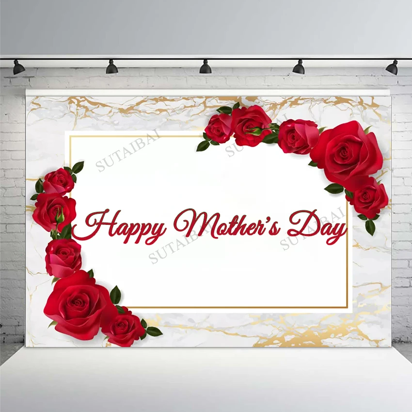 

Фон для фотосъемки с изображением белого мрамора красной розы для детей и взрослых на день рождения, фон для фотосъемки, декор на день матер...