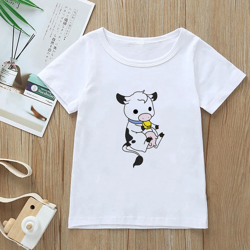 

Kawaii Baby Cows Printed Little Girl Shirt Urban Leisure Summer Tshirt Kids Girls Aesthetic Cartoon Oversize T-shirt Tops Boys