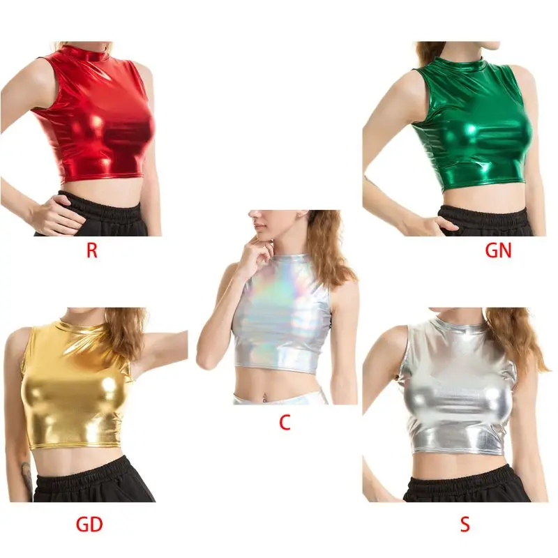 Женский сексуальный укороченный топ с эффектом потертости металлик без рукавов