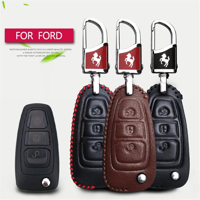 Кожаный чехол для автомобильного ключа Ford Focus 3 2 Mk2 Fiesta Mk7 Mondeo Mk3 Mk4 Kuga Fusion Max