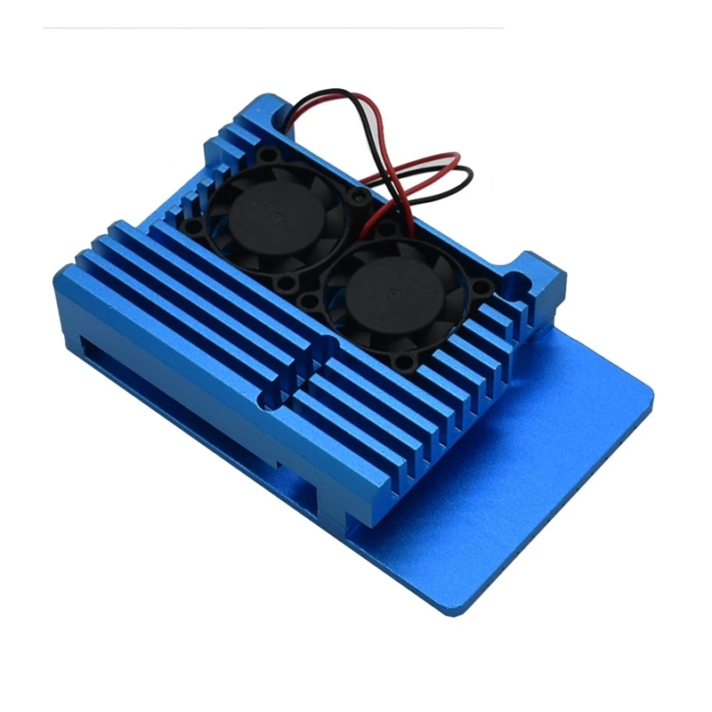 Для Raspberry Pi 4 4B Алюминий чехол Корпус кожух CNC охлаждения P/N: двойной вентилятор для