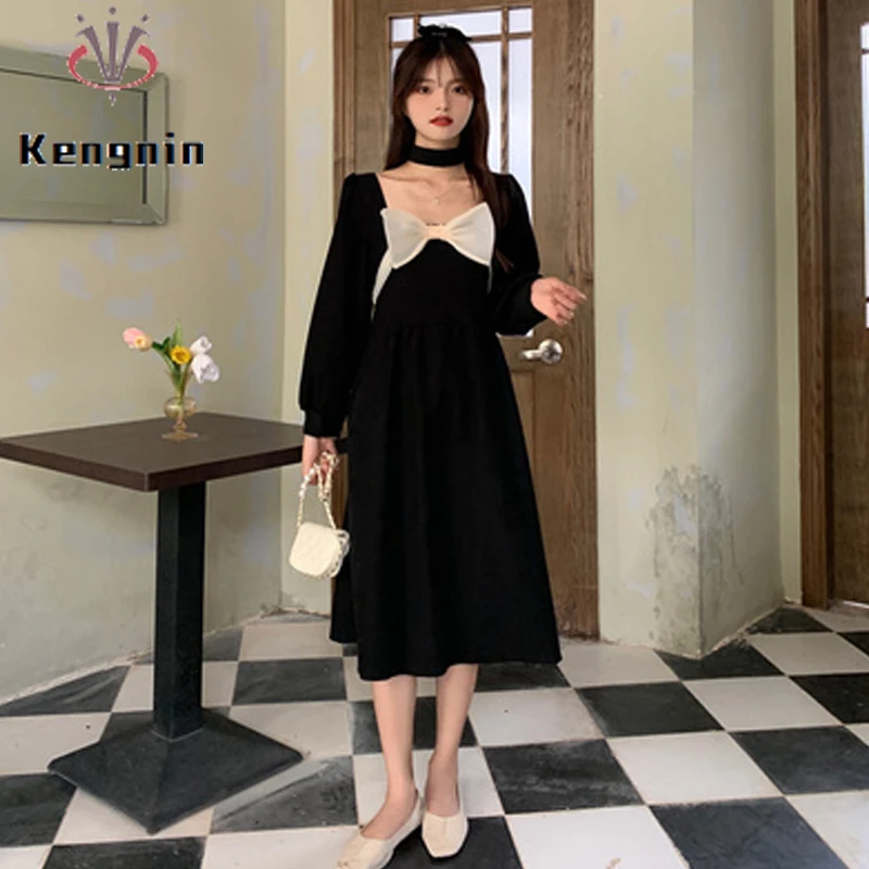 

Женское платье с большим бантом, осенне-зимнее свободное платье для офиса, модель KE2149, 4XL