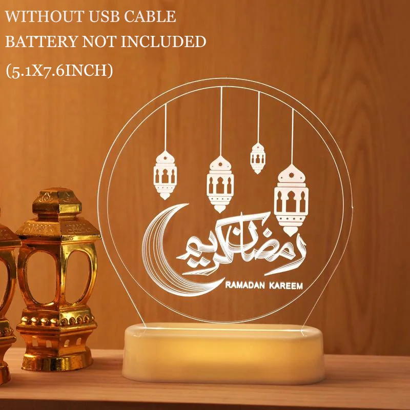 

Night Light Bedside Lamp Muslim Decoration Bedroom Decor LED 3D Romantic Ramadan Lights EID Mubarak Lamp Decor Light