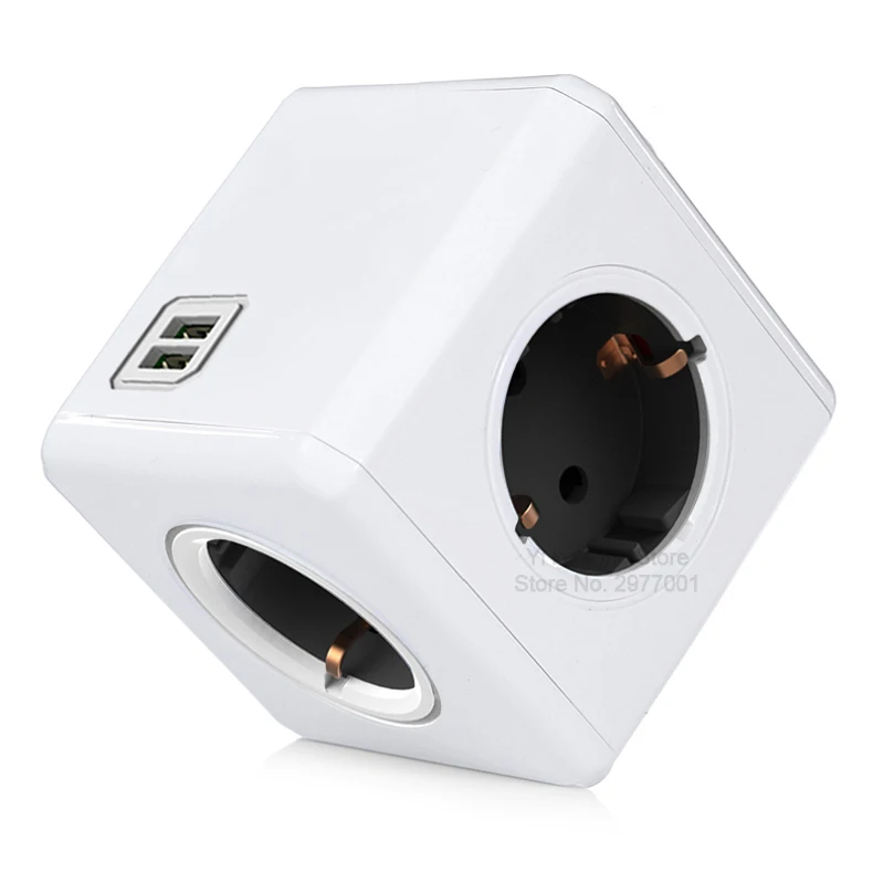Allocacoc powercube розетка с usb удлинитель электрический пробка розетки заглушки для переходник розеток силовой куб силовая полоса мультирозеточный удлинитель ЕС электрическая 16A 2.1A Домашнее использование зарядка