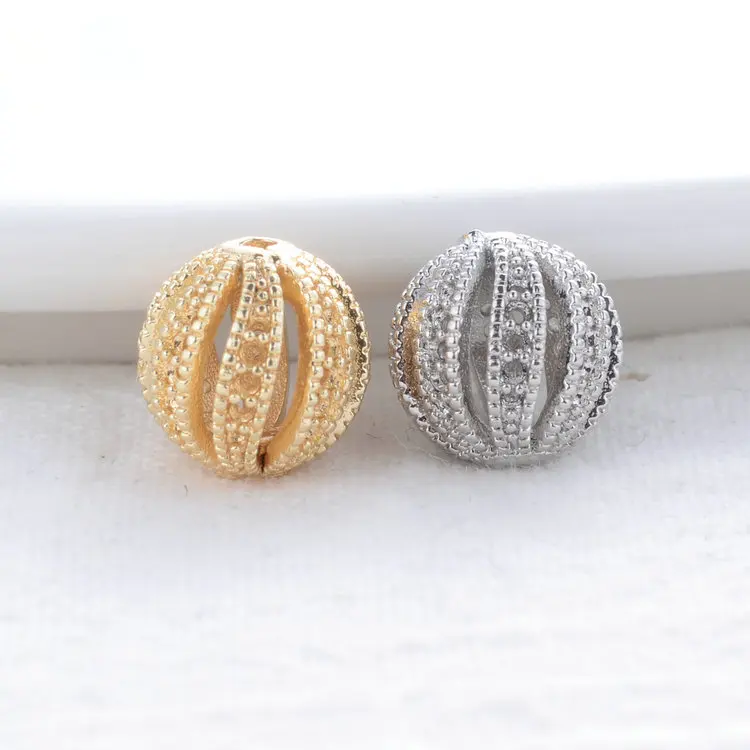 6 шт 10 мм 12 14 к позолоченные латунные металлические полые круглые бусины для