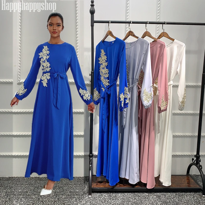 Платье ручной работы с бисером для мусульманских женщин длинное платье макси