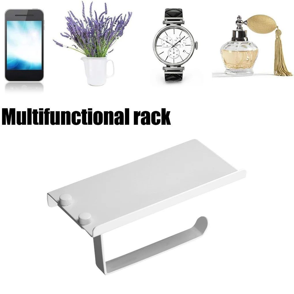 

Bathroom Paper Roll Holder Wall Mount Aluminum Shelf Smartphone Shelf Holder Restroom Rack Organizer Loadbearing with Screws