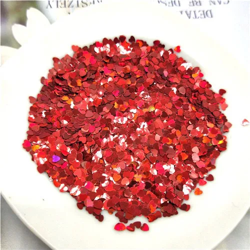 Laser red 10g Ультратонкая PET Блестки 3 мм Сердце Лазерная блестящая 3D блестка для ногтей блестка Eo-Friendly свободные блестки для украшения ногтей 10 г - Цвет: Laser red 10g