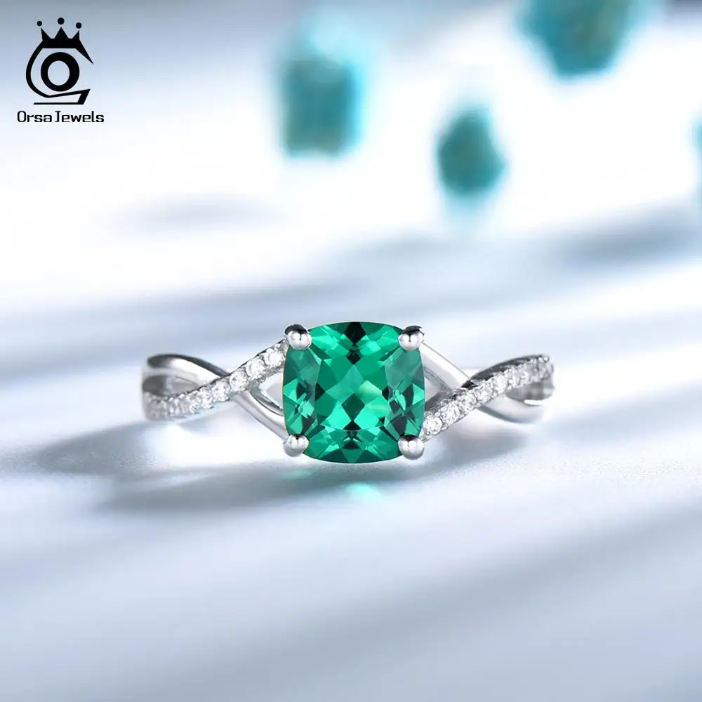 ORSA JEWELS изысканное кольцо из стерлингового серебра 925 пробы женское Изумрудное кольцо с квадратным вырезом спиральное кольцо в форме волны юбилей ювелирные изделия VSR20
