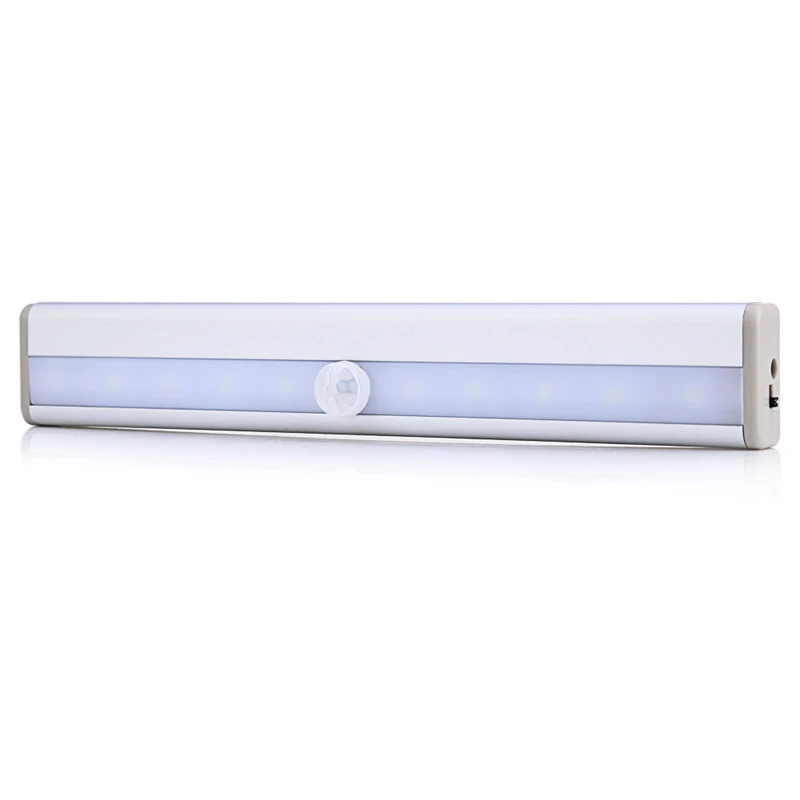 

10 LED IR Infrared Motion Detector Wireless Sensor Lighting Closet Night USB Battery Recharging Lamp for Cabinet Wardrobe Light