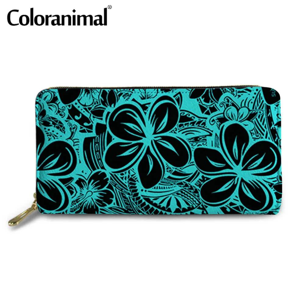 

Coloranimal Переносной женская сумочка клатч с этническим полинезийская гибискуса печать ПУ кошелёк для Для женщин Водонепроницаемый Сумочка д...