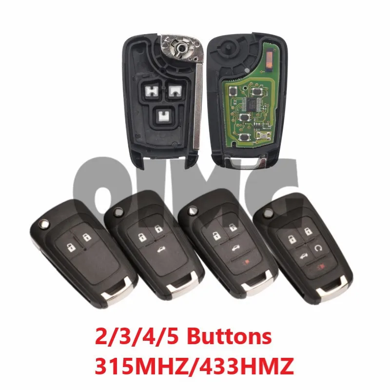 

OIMG 5 шт./лот складной дистанционный ключ флип умный Автомобильный ключ для Chevrolet 433 МГц и 315 МГц ID 46 чип HU100 необработанное лезвие
